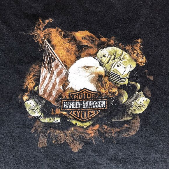 Harley-Davidson Mens Size 2XL T-Shirt Black Sleeveless Eagle Engine Motorcycle - Picture 3 of 12